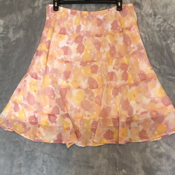 Ruby Rd Women's Lined Flowy Skirt, Pink/Yellow/Cream Size 20 - Picture 1 of 4